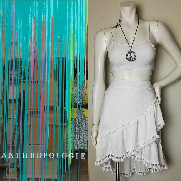 Anthropologie Dresses & Skirts - Anthropologie Stark White Unique Boho Tassel Skirt